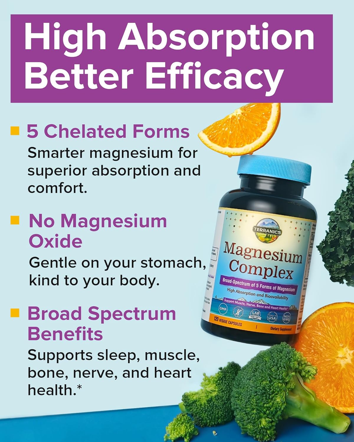 High Absorption 5-in-1 Magnesium Complex Supplement 500mg - Magnesium Glycinate, Citrate, Malate, Aspartate, Gluconate - Non-GMO Vegan Capsules for Sleep & Heart Health - 240 Magnesio Capsules