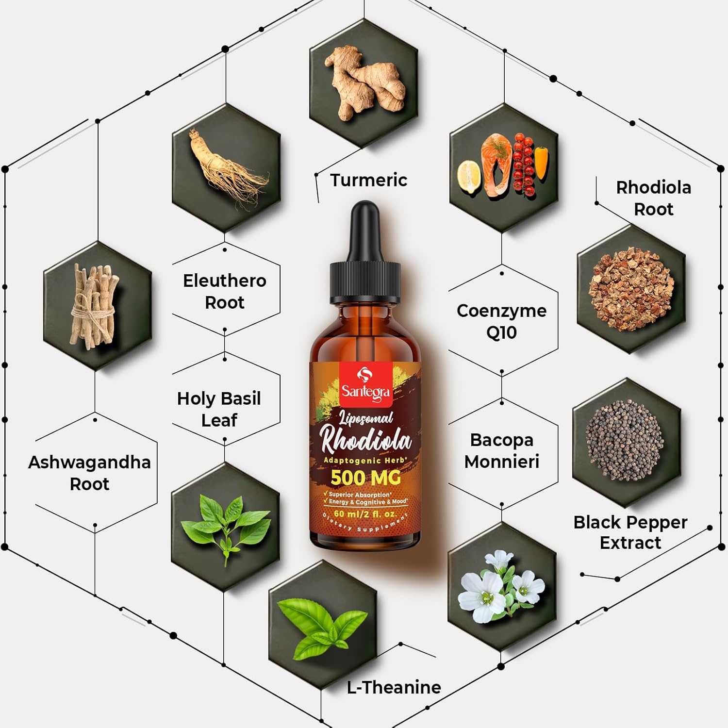 High Absorption 57,000 MG Liposomal Rhodiola Rosea Liquid Supplement for Energy, Stress, Mood - Vegan 240ml Tincture