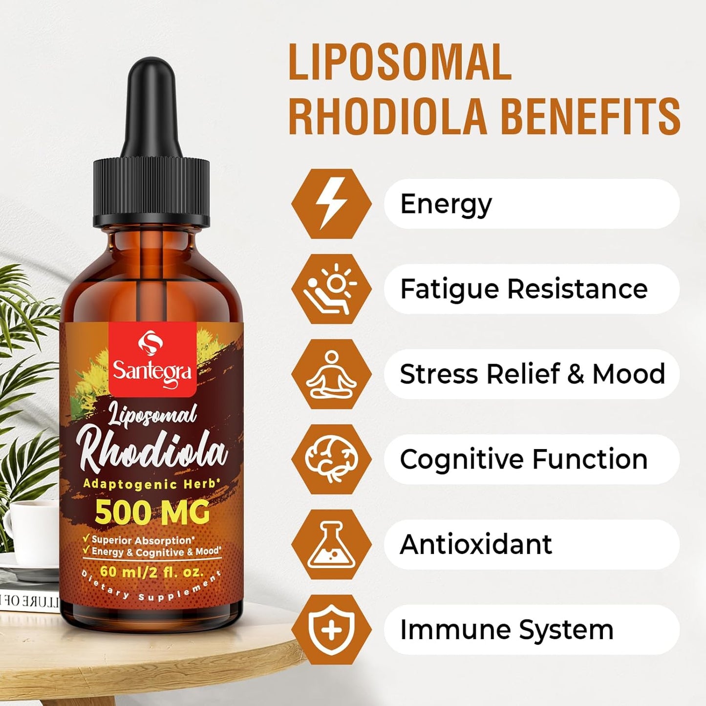 High Absorption 57,000 MG Liposomal Rhodiola Rosea Liquid Supplement for Energy, Stress, Mood - Vegan 240ml Tincture