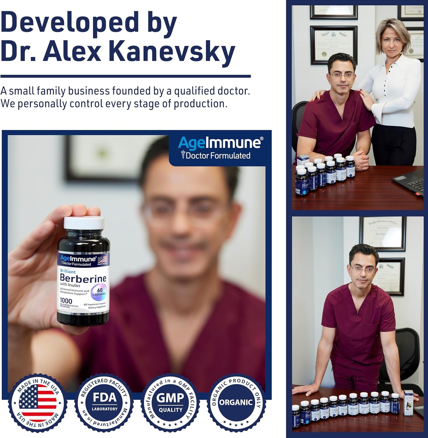 High Absorption Berberine 1000mg Supplement with Inulin Prebiotic - Doctor Formulated for Immune Support - 500mg Berberine per Capsule - Trusted Doctor-Owned Brand