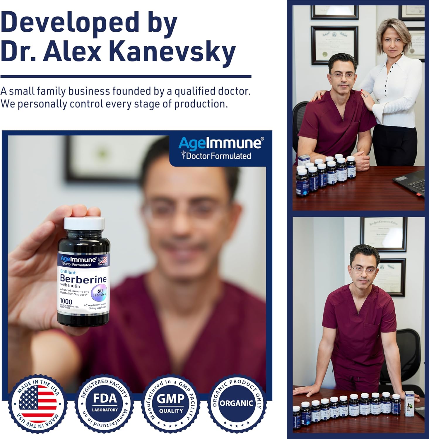 High Absorption Berberine 1000mg Supplement with Inulin Prebiotic - Doctor Formulated for Immune Support - 500mg Berberine per Capsule - Trusted Doctor-Owned Brand