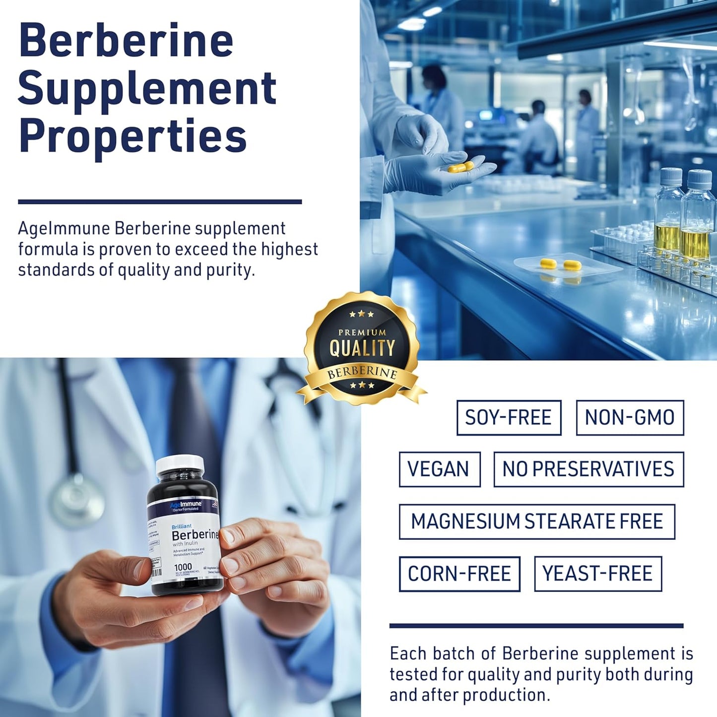 High Absorption Berberine 1000mg Supplement with Inulin Prebiotic - Doctor Formulated for Immune Support - 500mg Berberine per Capsule - Trusted Doctor-Owned Brand