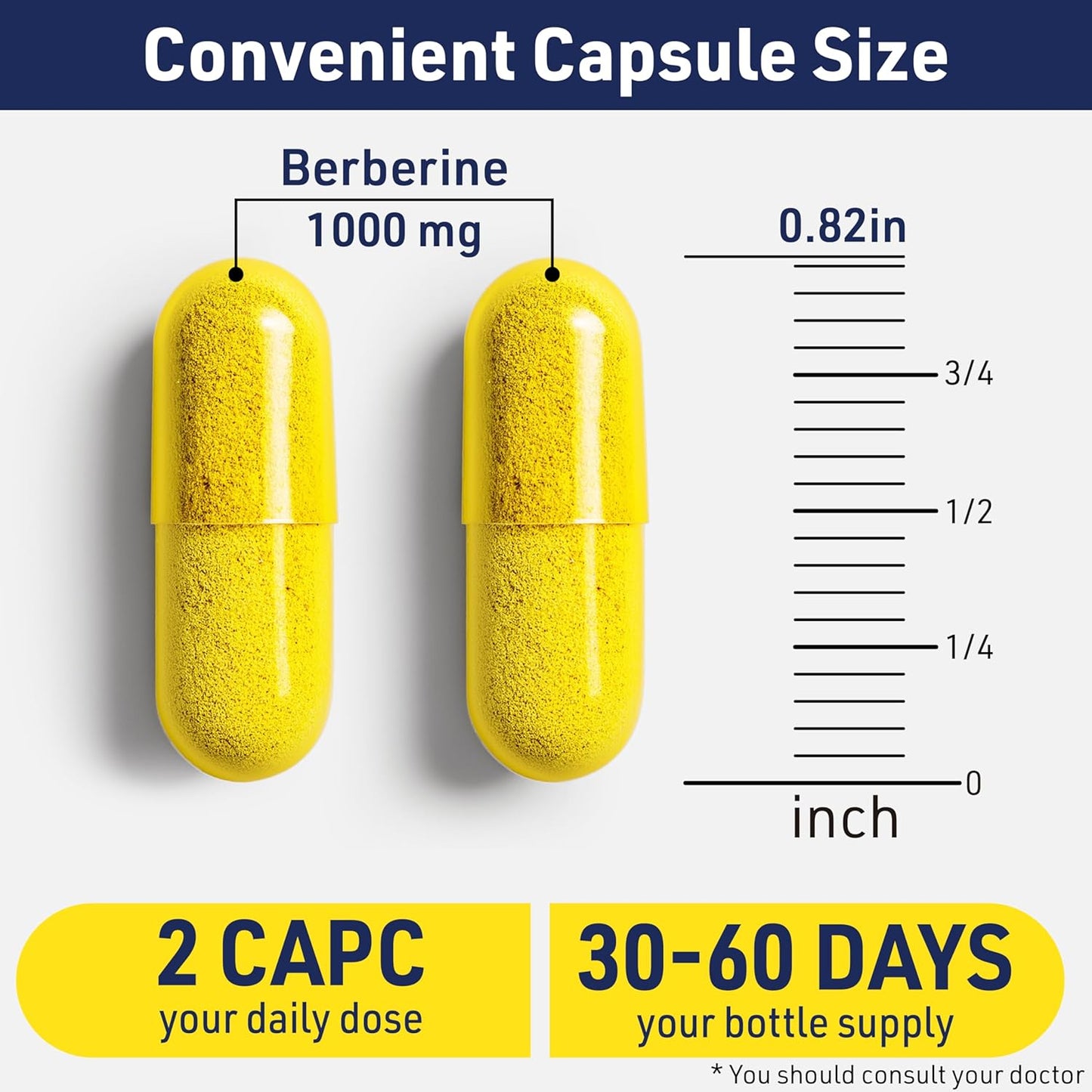 High Absorption Berberine 1000mg Supplement with Inulin Prebiotic - Doctor Formulated for Immune Support - 500mg Berberine per Capsule - Trusted Doctor-Owned Brand