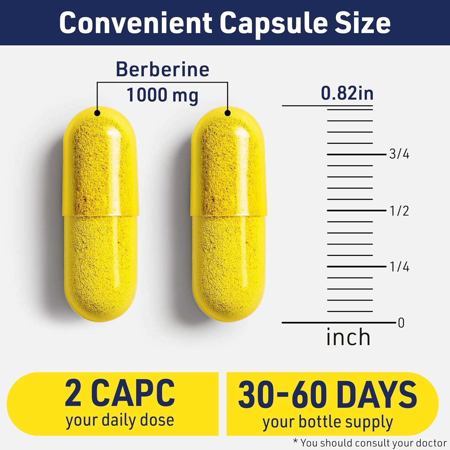 High Absorption Berberine 1000mg Supplement with Inulin Prebiotic - Doctor Formulated for Immune Support - 500mg Berberine per Capsule - Trusted Doctor-Owned Brand