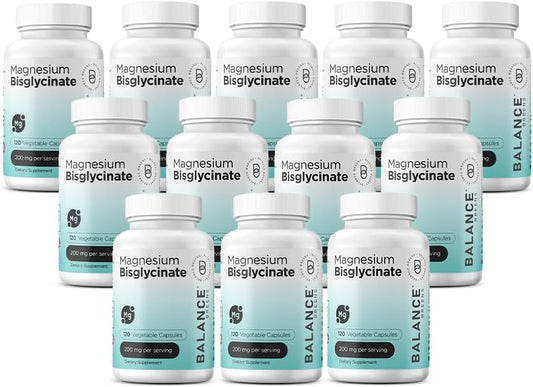 High Absorption Chelated Magnesium Bisglycinate Capsules - 200mg, 120 Vegan Capsules, Supports Heart, Muscles, Bones & Mood