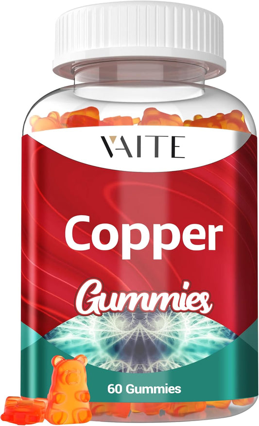 High Absorption Copper Gummies for Men & Women - 10mg Amino Acid Chelate Supplement for Energy Metabolism - Non-GMO Vegan Vitamins, 60 Chews