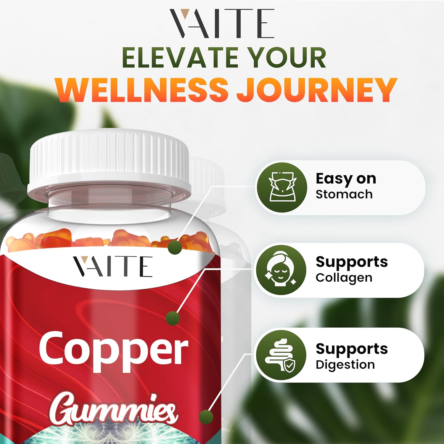 High Absorption Copper Gummies for Men & Women - 10mg Amino Acid Chelate Supplement for Energy Metabolism - Non-GMO Vegan Vitamins, 60 Chews