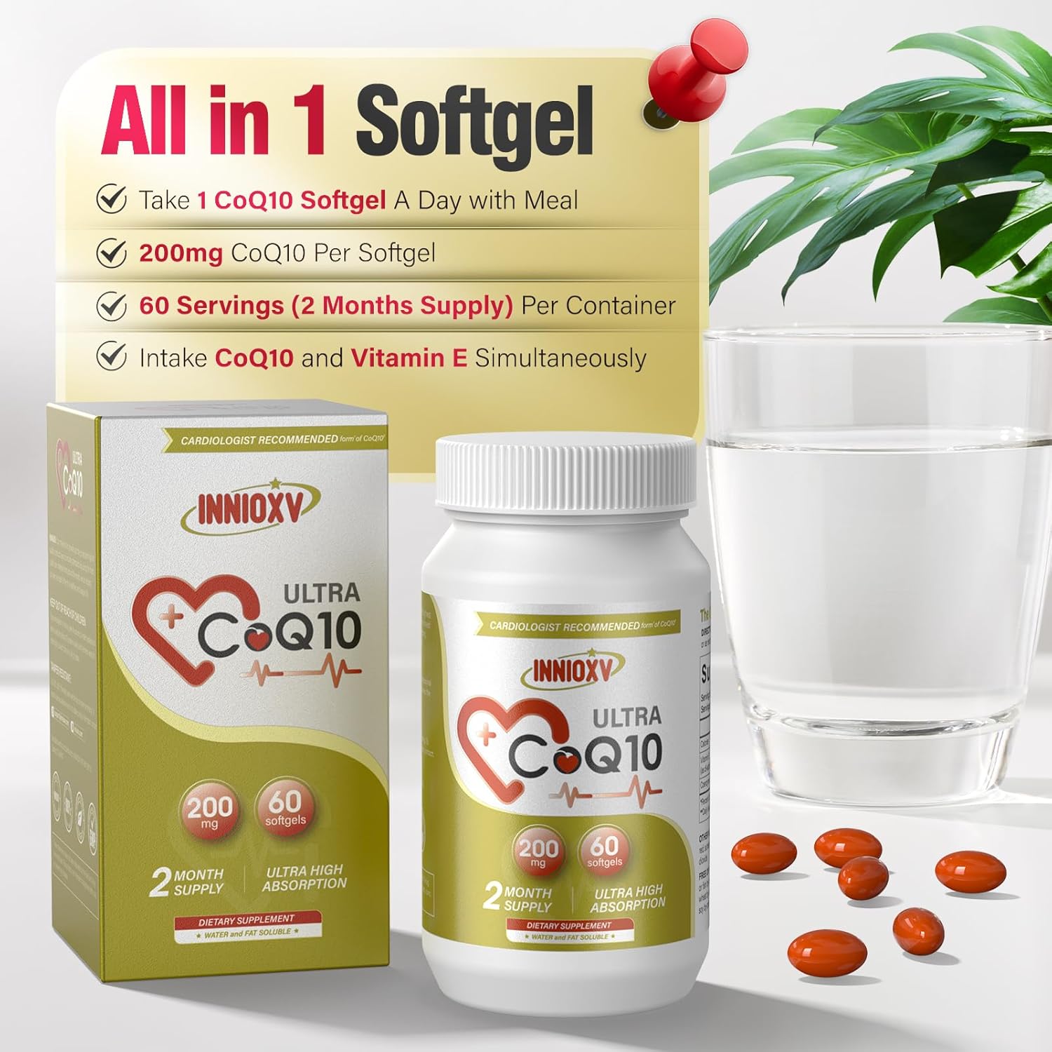 High Absorption CoQ10 200mg Softgels for Heart & Vascular Health - Antioxidant & Energy Supplement - 40 Count