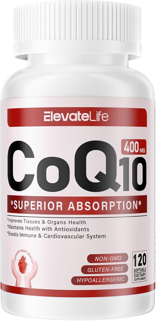 High-Absorption CoQ10 400mg Softgels with PQQ, BioPerine & Omega-3 - Antioxidant Supplement for Heart Health & Energy - 120 Servings - BoostGo Australia