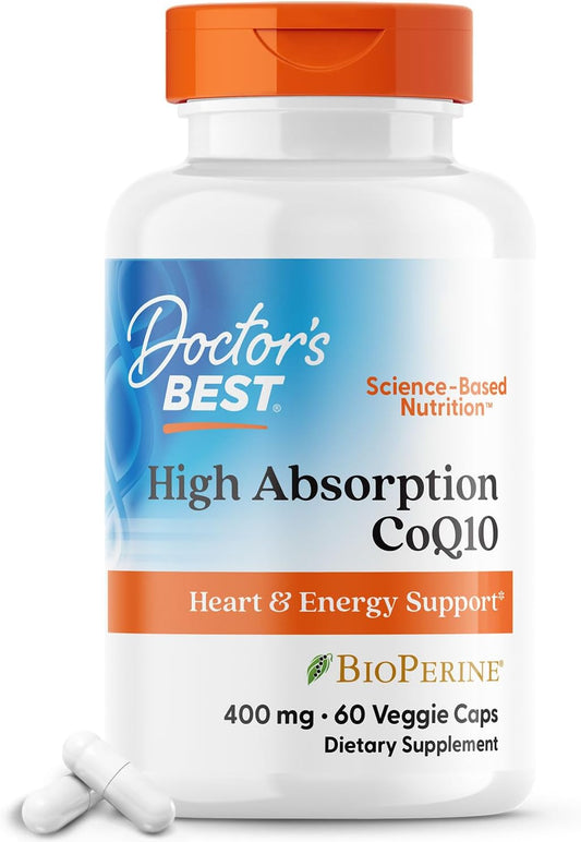 High Absorption CoQ10 for Heart & Energy Support - USP Verified, Non-GMO, Gluten-Free, Vegan - 60 Veggie Capsules