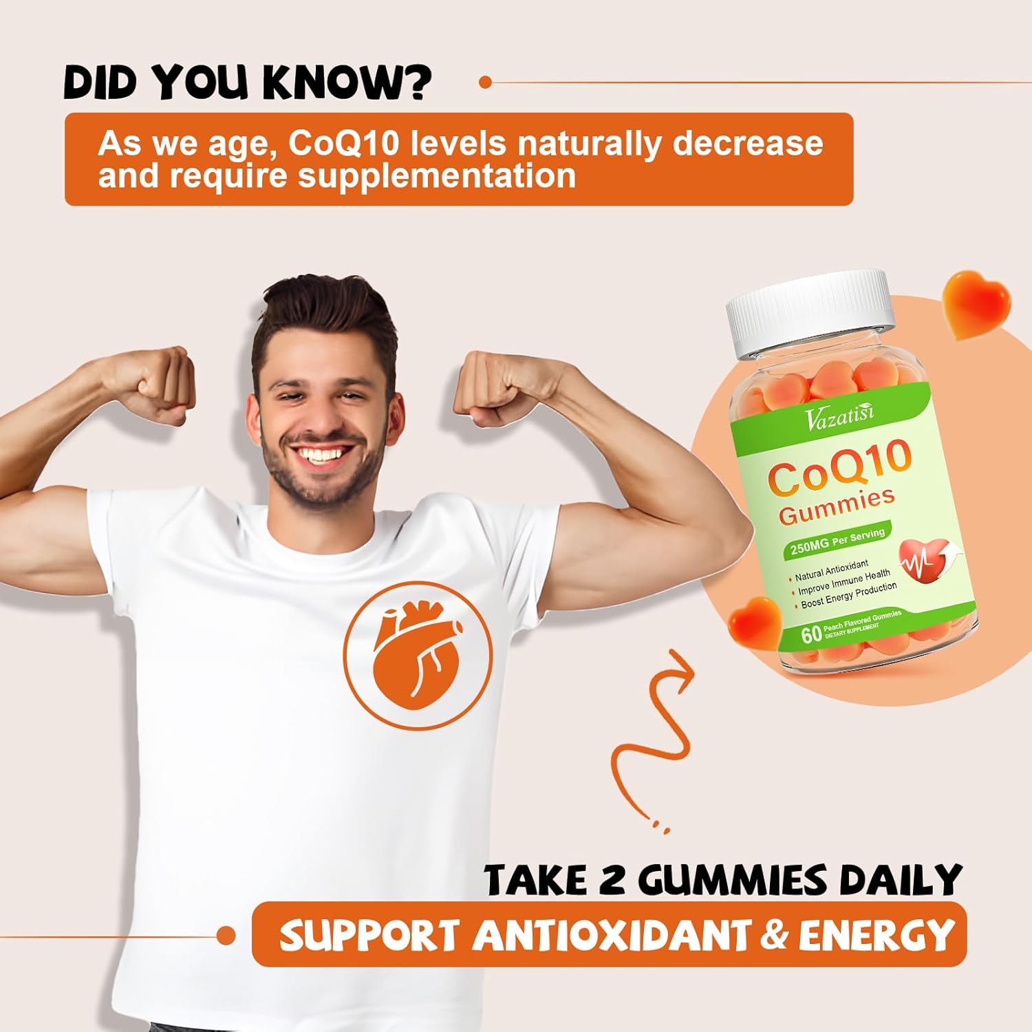 High Absorption CoQ10 Gummies with Omega-3, Magnesium, and Vitamin B12 - 60 Count - Boost Cellular Energy and Brain Health