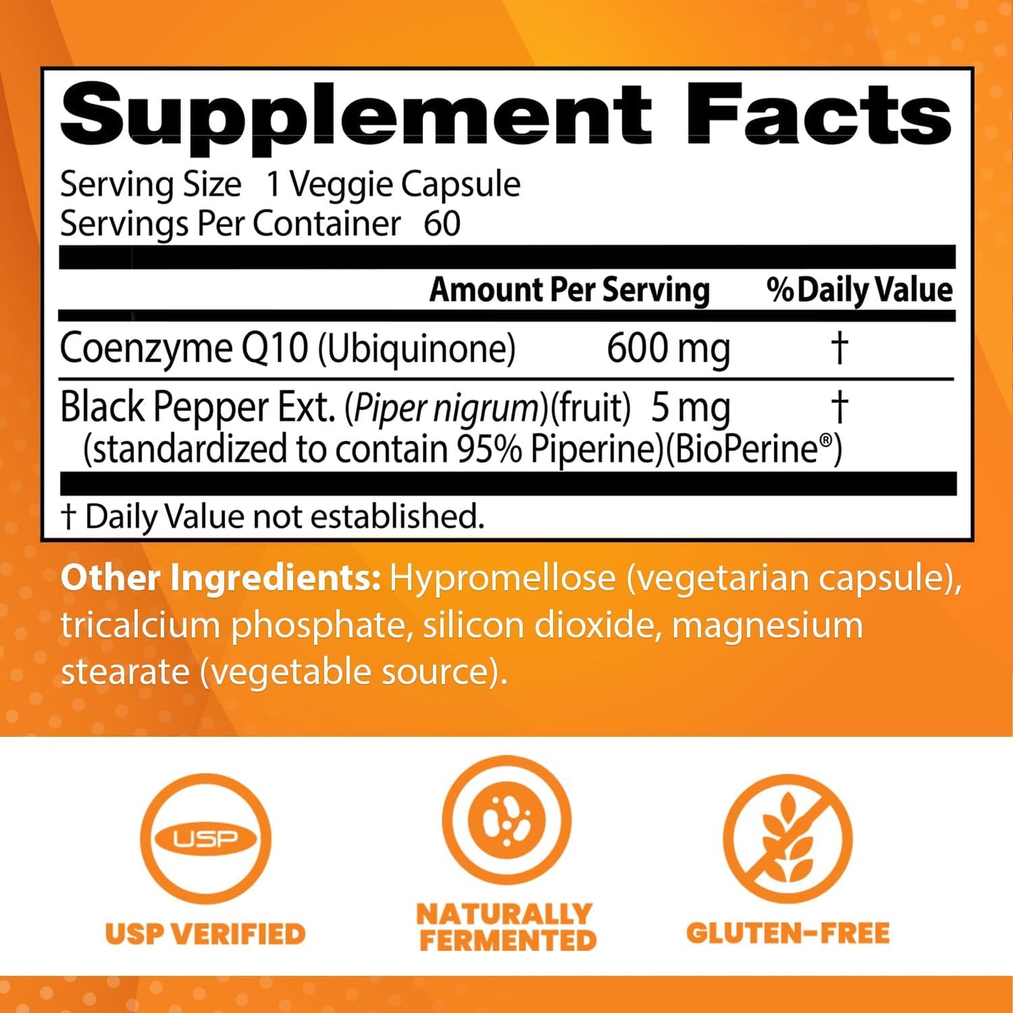High Absorption CoQ10 with BioPerine for Heart Health & Energy Production - 600 mg Vegan Capsules - Non-GMO & Gluten Free