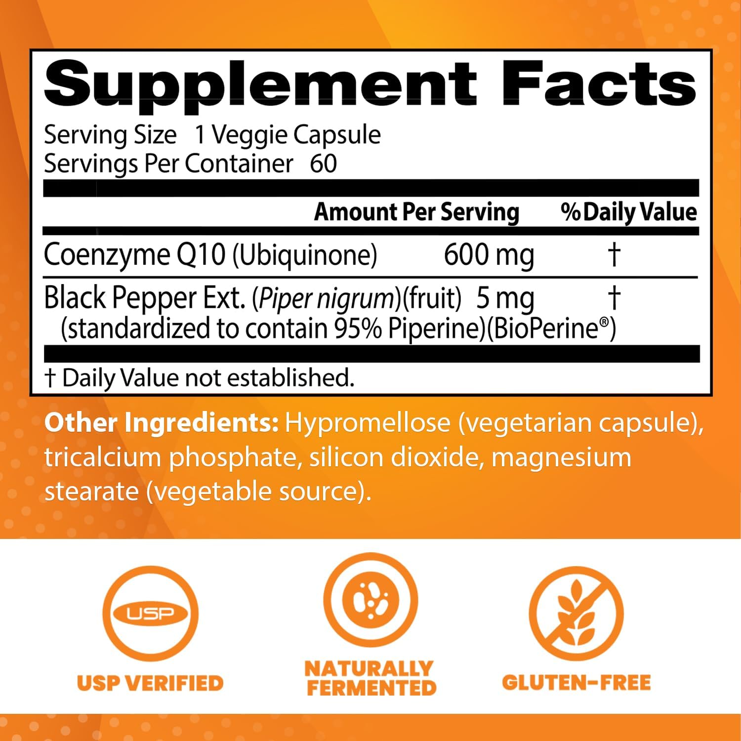High Absorption CoQ10 with BioPerine for Heart Health & Energy Production - 600 mg Vegan Capsules - Non-GMO & Gluten Free