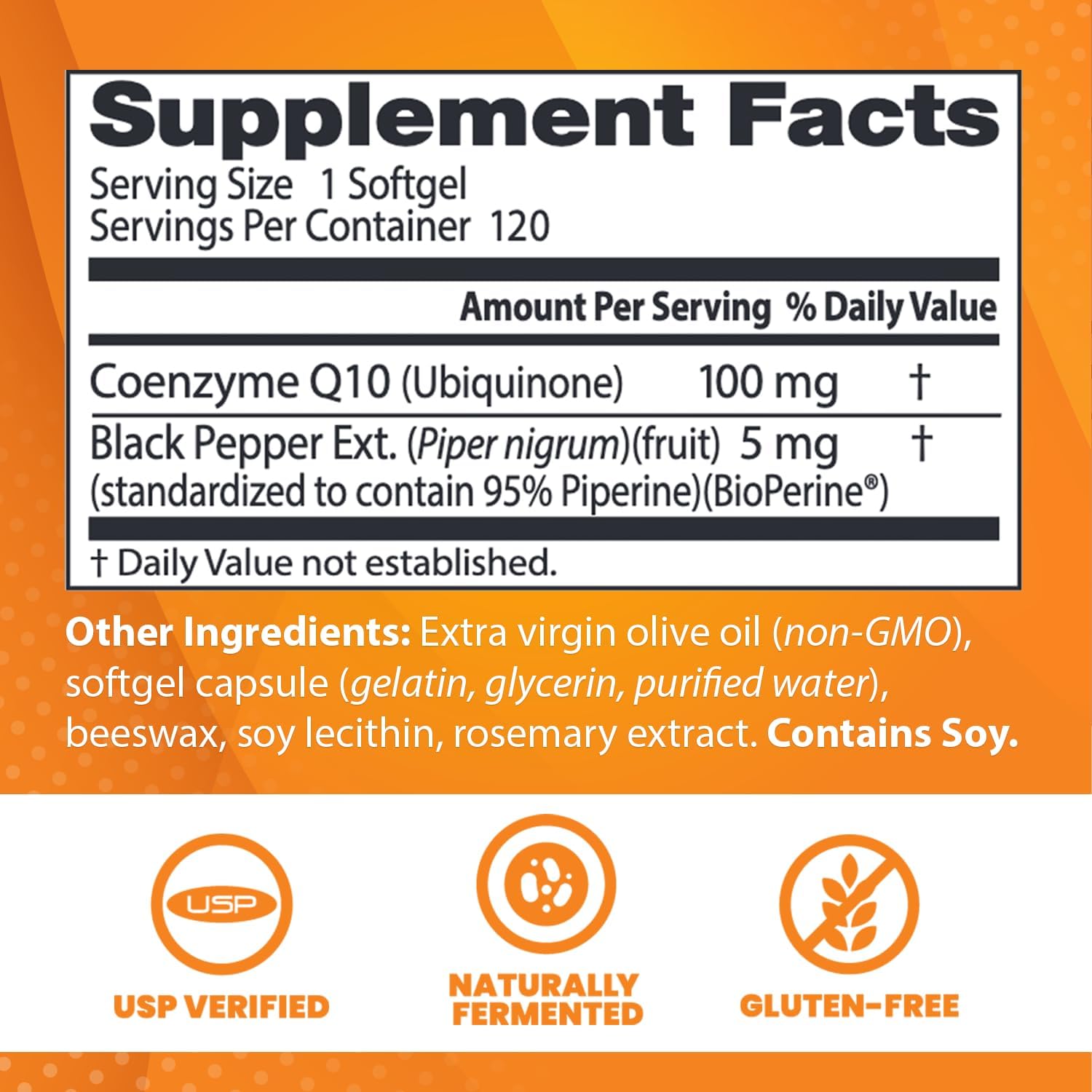 High Absorption Curcumin & CoQ10 with BioPerine for Heart Health, Gluten Free & Naturally Fermented