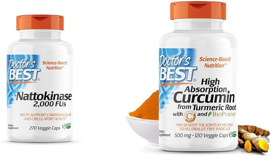 High Absorption Curcumin & Nattokinase Bundle - Non-GMO, Vegan, Gluten Free - 270 Veggie Caps - Doctor's Best
