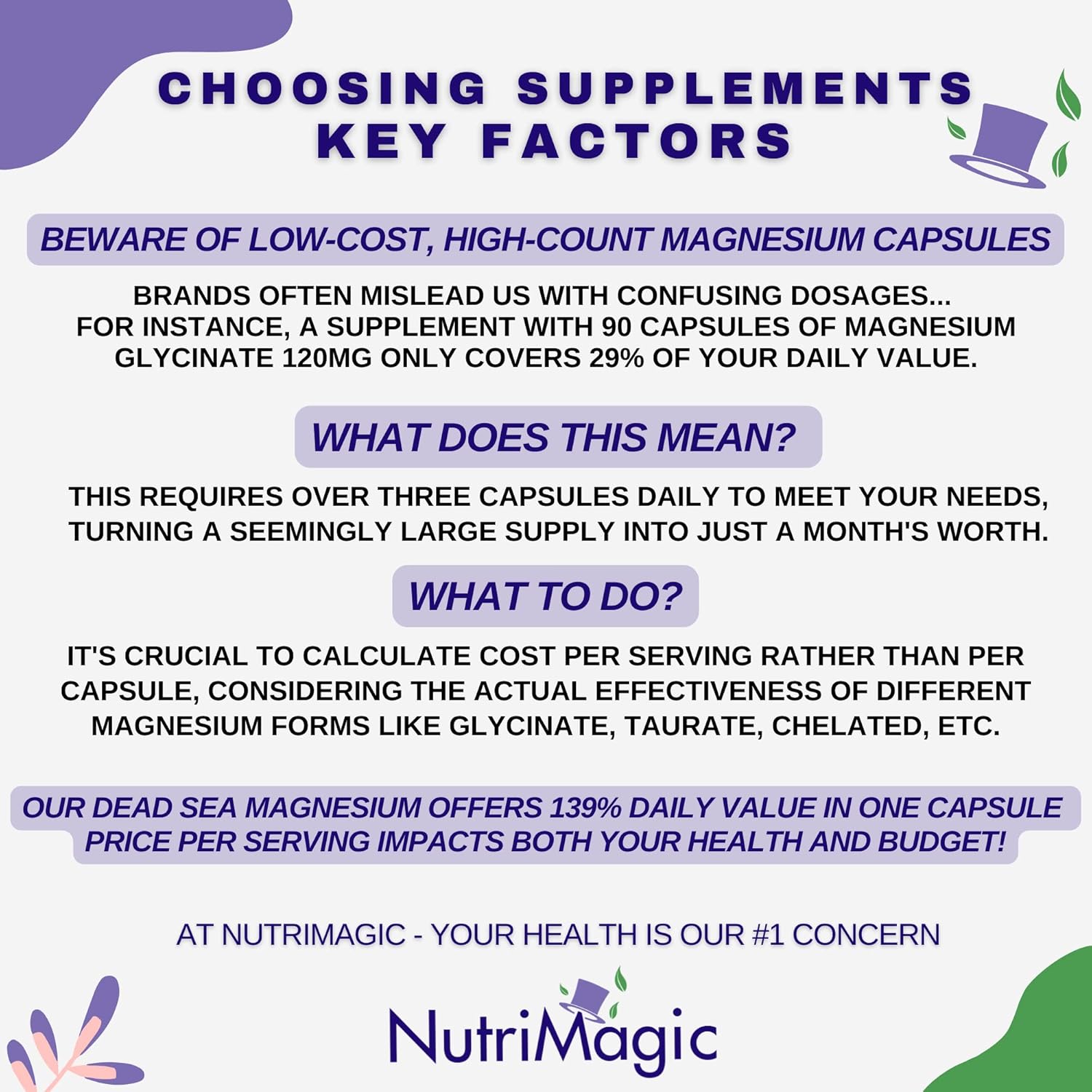 High Absorption Elemental Magnesium 520mg Capsules - Natural Dead Sea Mineral Complex for Heart, Muscle, Bone, Brain Health - Vegan, 60 Count - BoostGo Australia