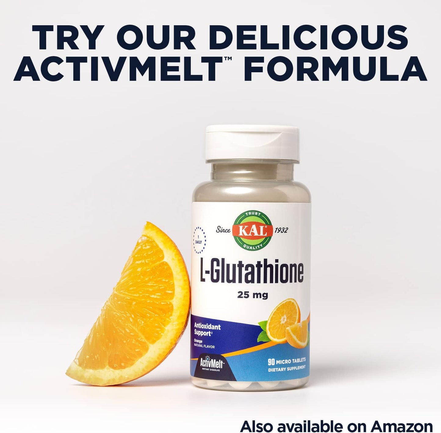 High Absorption KAL L-Glutathione SR Supplement, 30 VegCaps, Lab Verified Antioxidant - 30 Servings