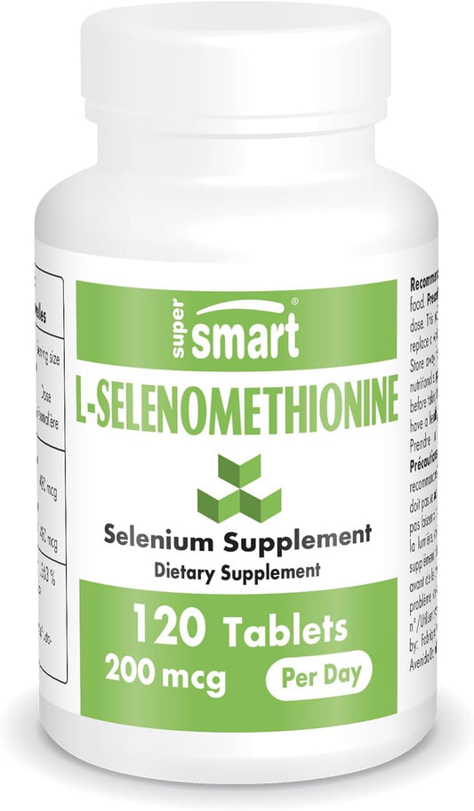 High Absorption L-Selenomethionine 200mcg Daily Selenium Supplement - Essential Trace Mineral - Non-GMO & Gluten Free - 120 Tablets