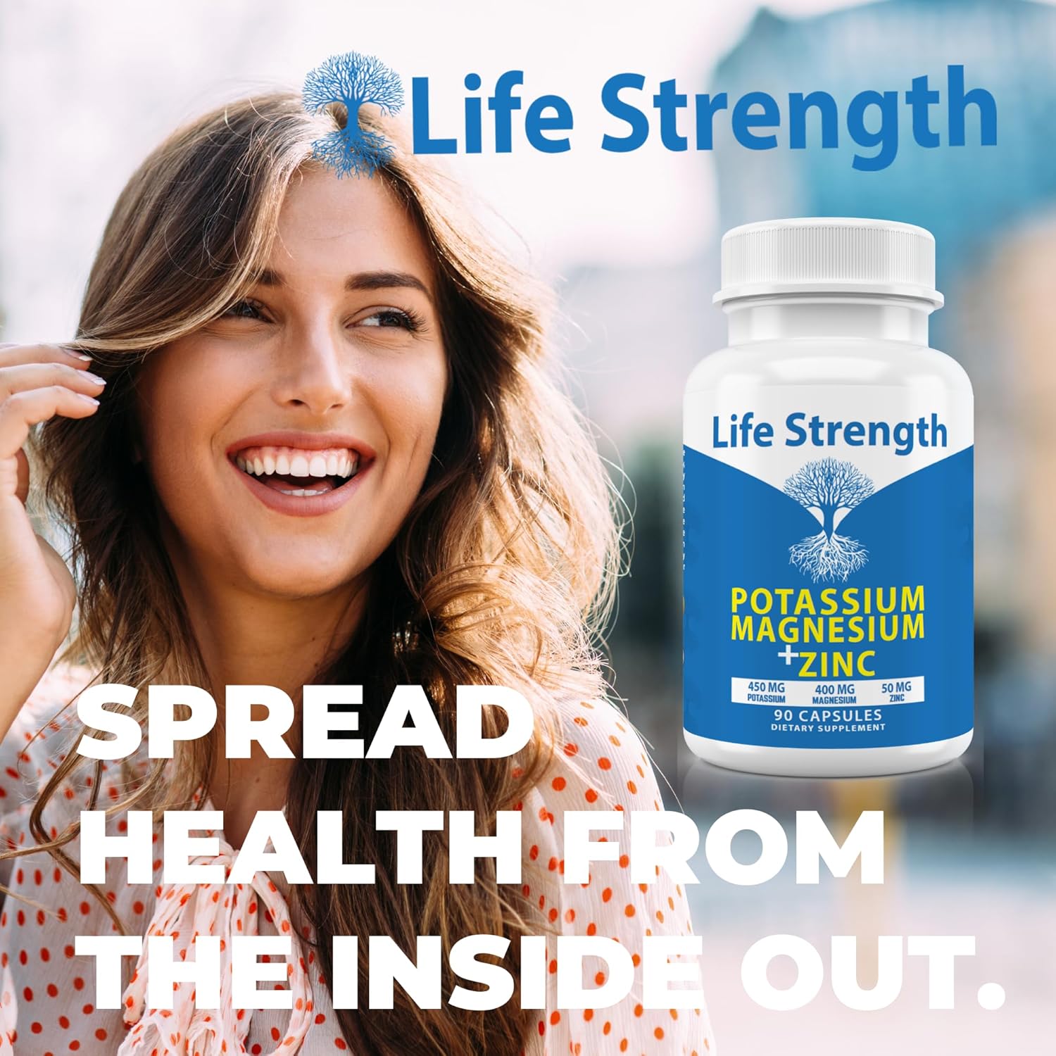 High Absorption LifeStrength Magnesium Potassium Zinc Supplement 90 Capsules - Vegan Natural Ingredients for Vascular Health, Leg Cramps, Sleep - BoostGo Australia