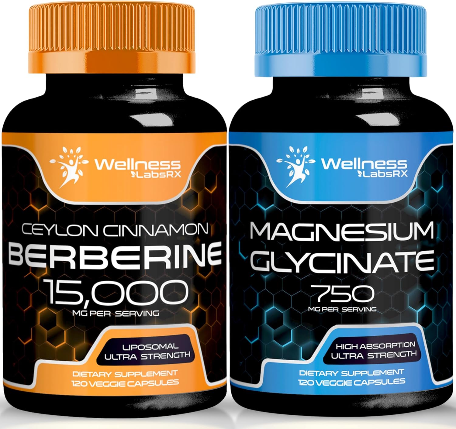 High Absorption Liposomal Berberine with Ceylon Cinnamon & Magnesium Glycinate Capsules - 1500mg & 750mg - Wellness LabsRX Supplement