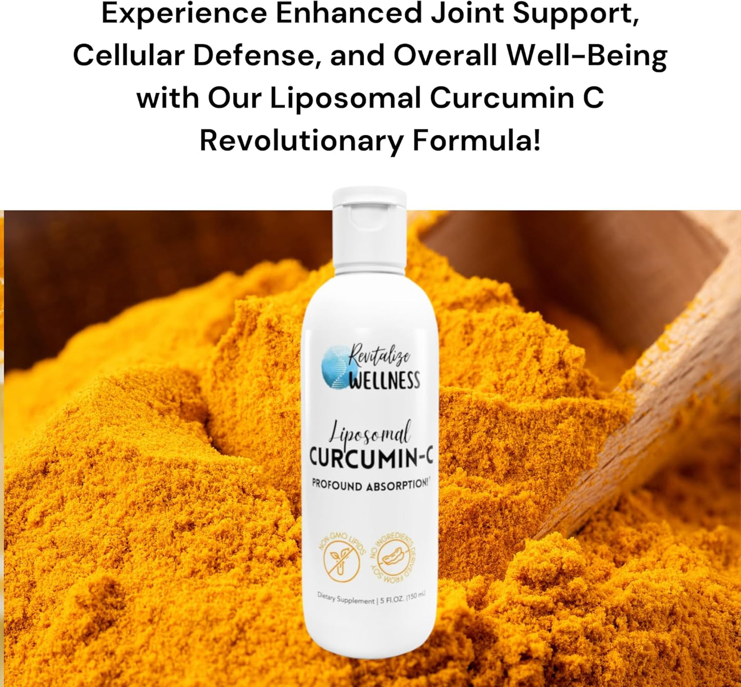 High Absorption Liposomal Curcumin-C with 1,000mg Vitamin C - Pure, Non-GMO, Corn Free - 30 Servings