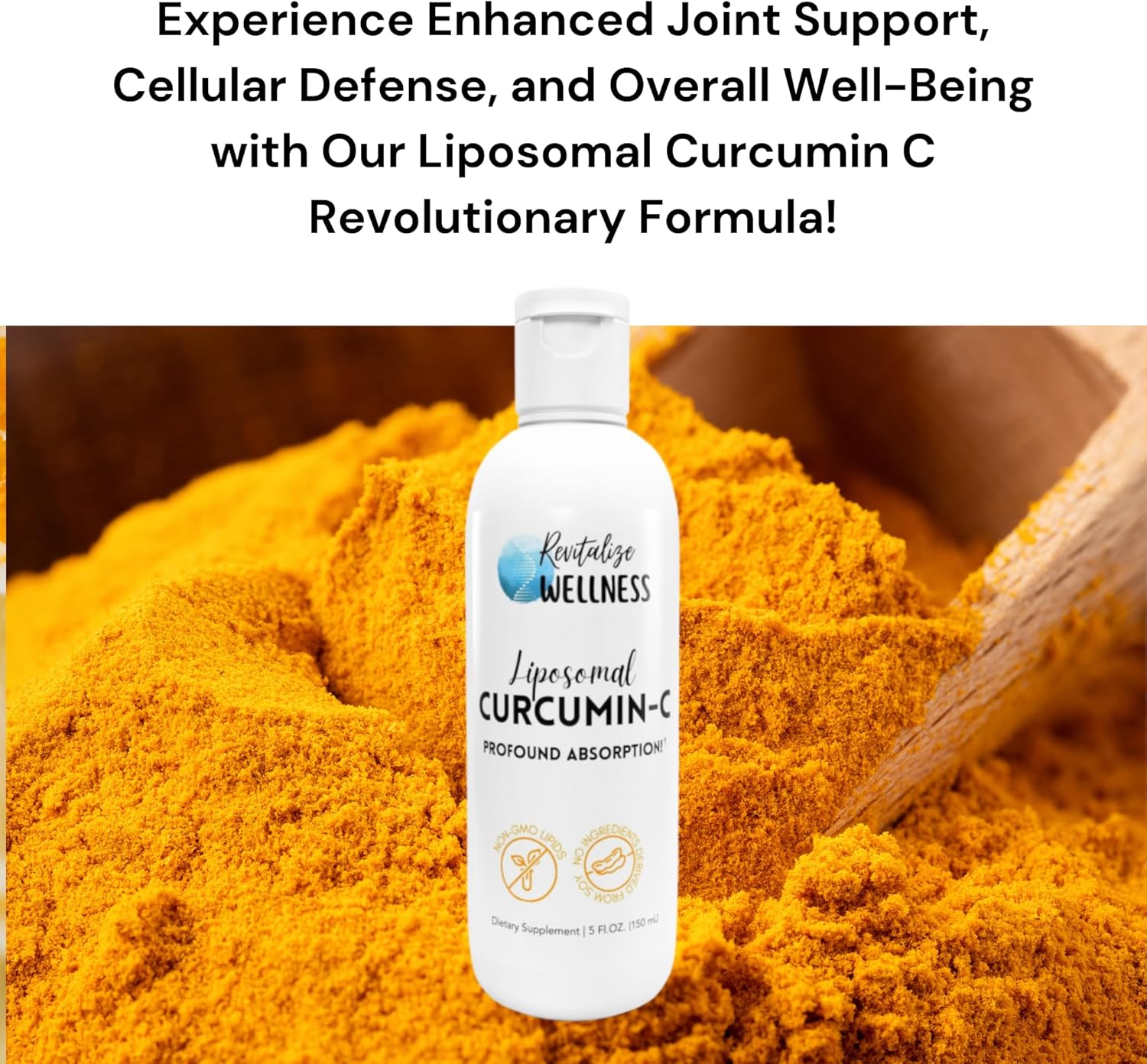High Absorption Liposomal Curcumin-C with 1,000mg Vitamin C - Pure, Non-GMO, Corn Free - 30 Servings