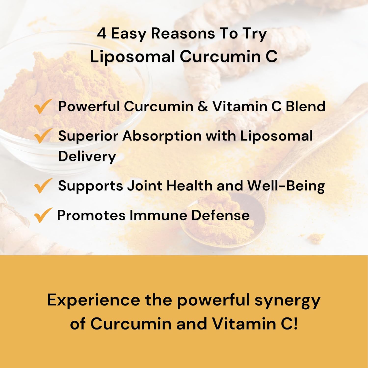 High Absorption Liposomal Curcumin-C with 1,000mg Vitamin C - Pure, Non-GMO, Corn Free - 30 Servings