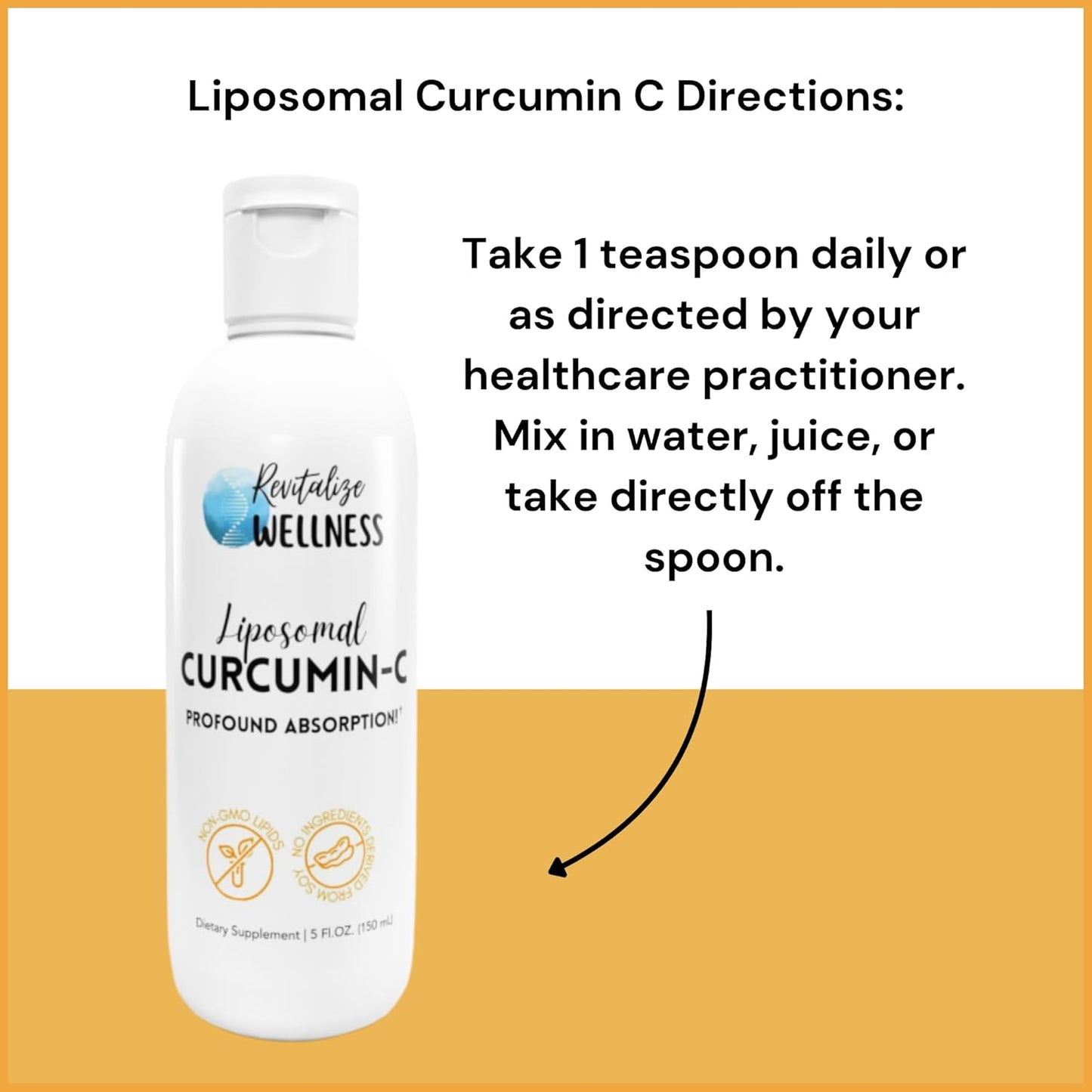High Absorption Liposomal Curcumin-C with 1,000mg Vitamin C - Pure, Non-GMO, Corn Free - 30 Servings