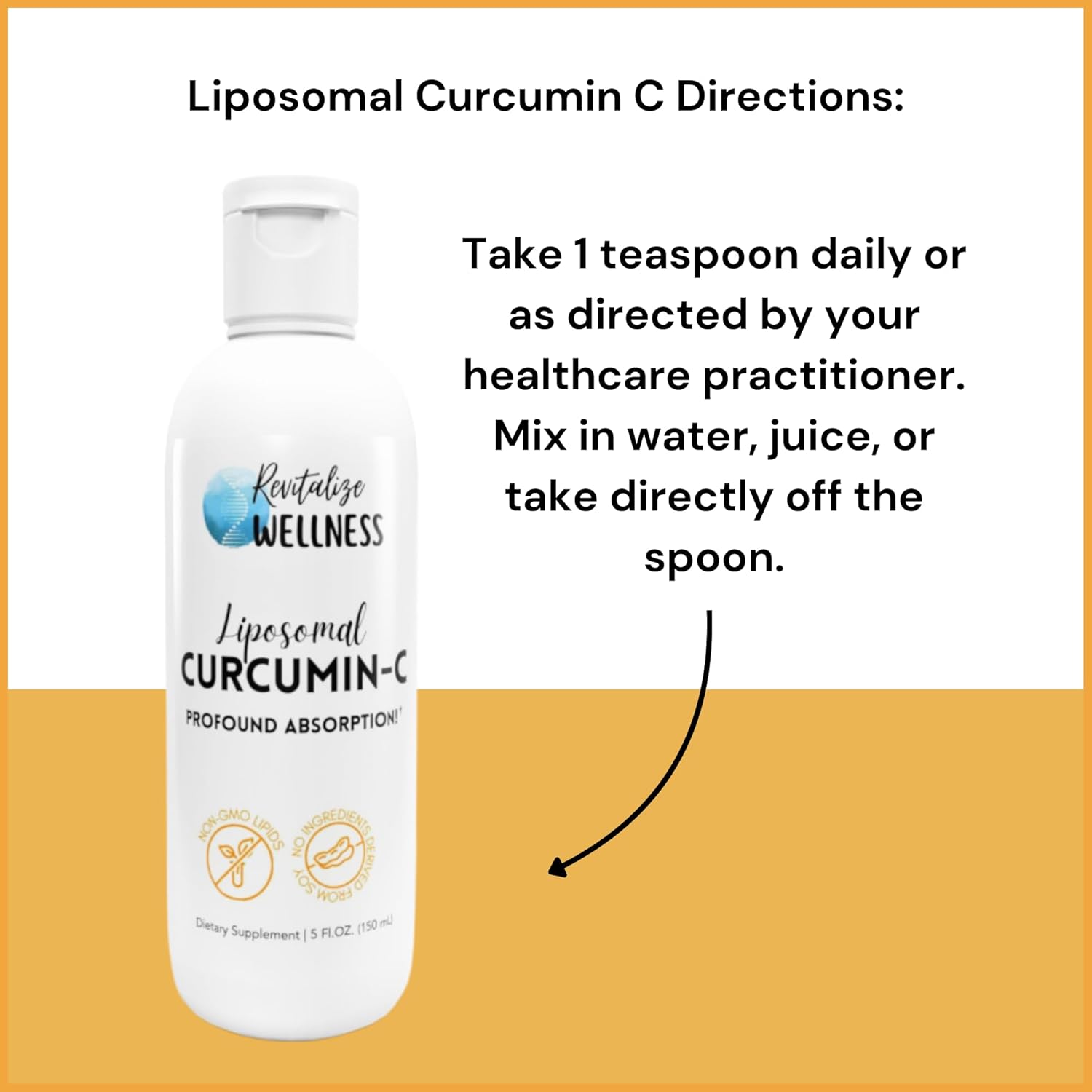 High Absorption Liposomal Curcumin-C with 1,000mg Vitamin C - Pure, Non-GMO, Corn Free - 30 Servings