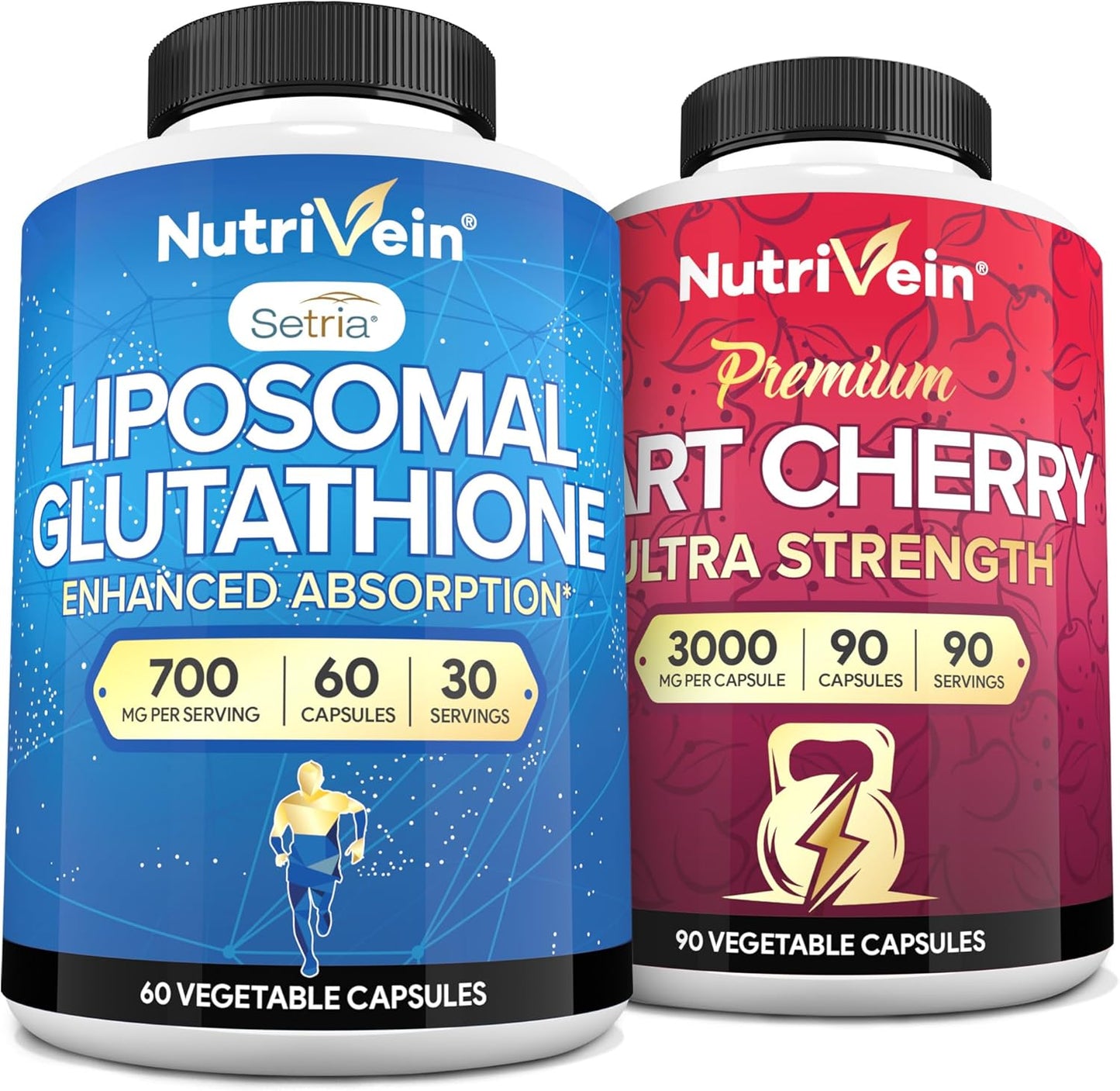 High-Absorption Liposomal Glutathione & Tart Cherry Capsules Bundle for Detox & Recovery - Nutrivein Premium Supplement