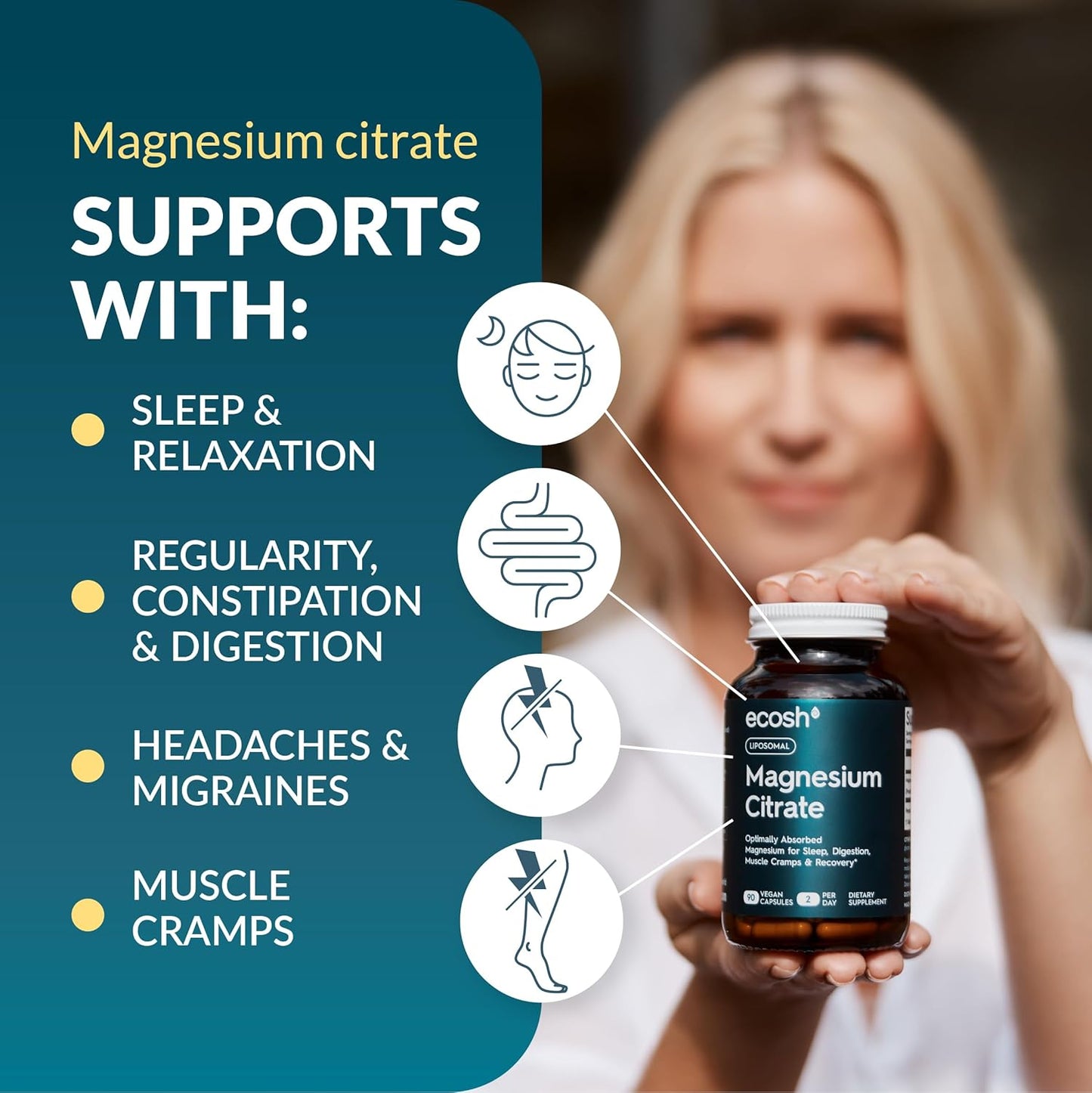High Absorption Liposomal Magnesium Citrate Capsules for Constipation, Sleep, Muscle Cramps & Recovery | 270 ct Veg Capsules | Non-GMO