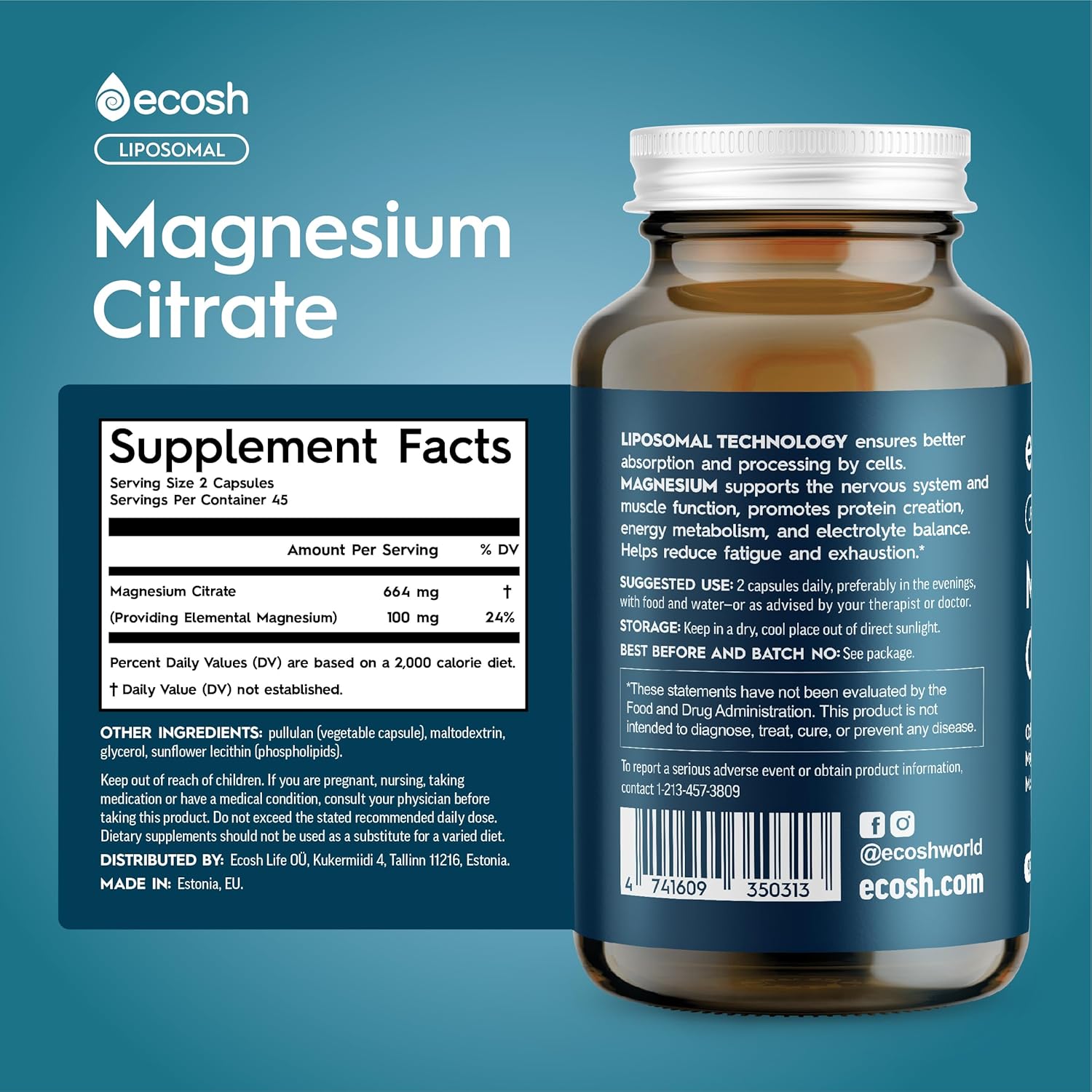 High Absorption Liposomal Magnesium Citrate Capsules for Constipation, Sleep, Muscle Cramps & Recovery | 270 ct Veg Capsules | Non-GMO