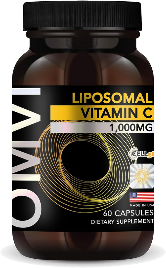 High Absorption Liposomal Vitamin C 1,000mg Supplement for Immune Support and Collagen Boost - Vegan, Gluten Free, 60 Capsules - Made in USA