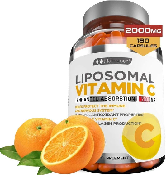High Absorption Liposomal Vitamin C 2000mg - 180 Capsules - Premium Immune Support & Collagen Booster - Antioxidant Rich Formula - Fat-Soluble Supplement