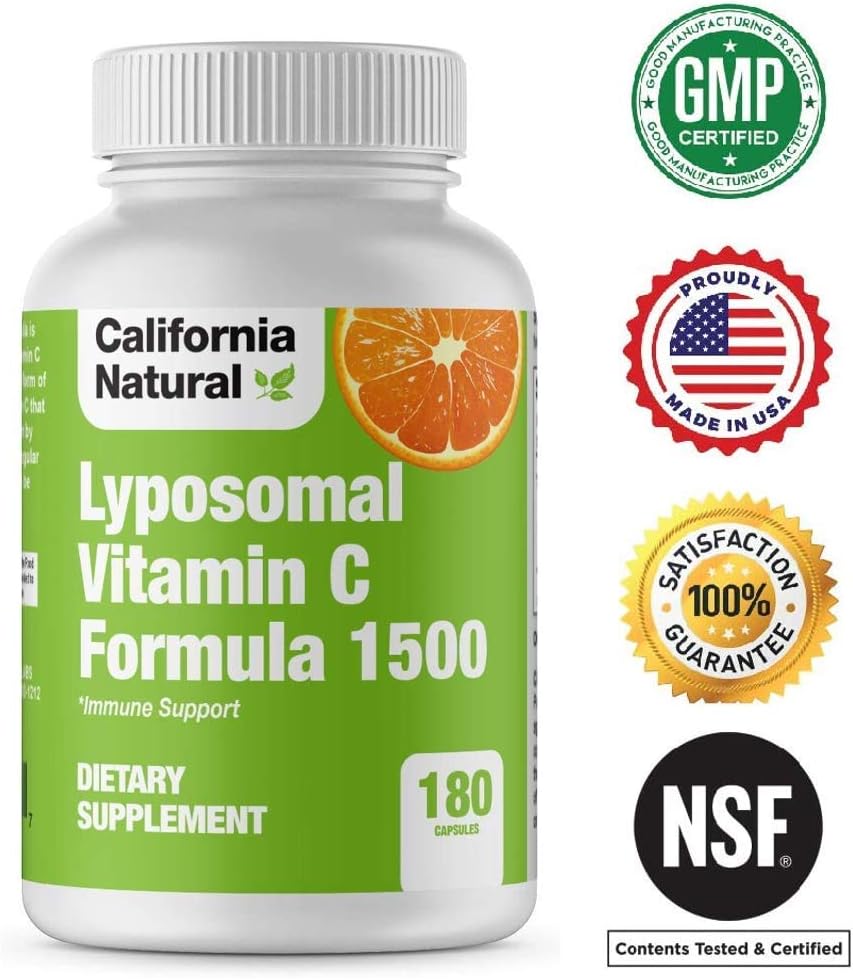 High Absorption Liposomal Vitamin C Complex - 1500mg, 180 Capsules - Immune Support, Antioxidant & Collagen Booster
