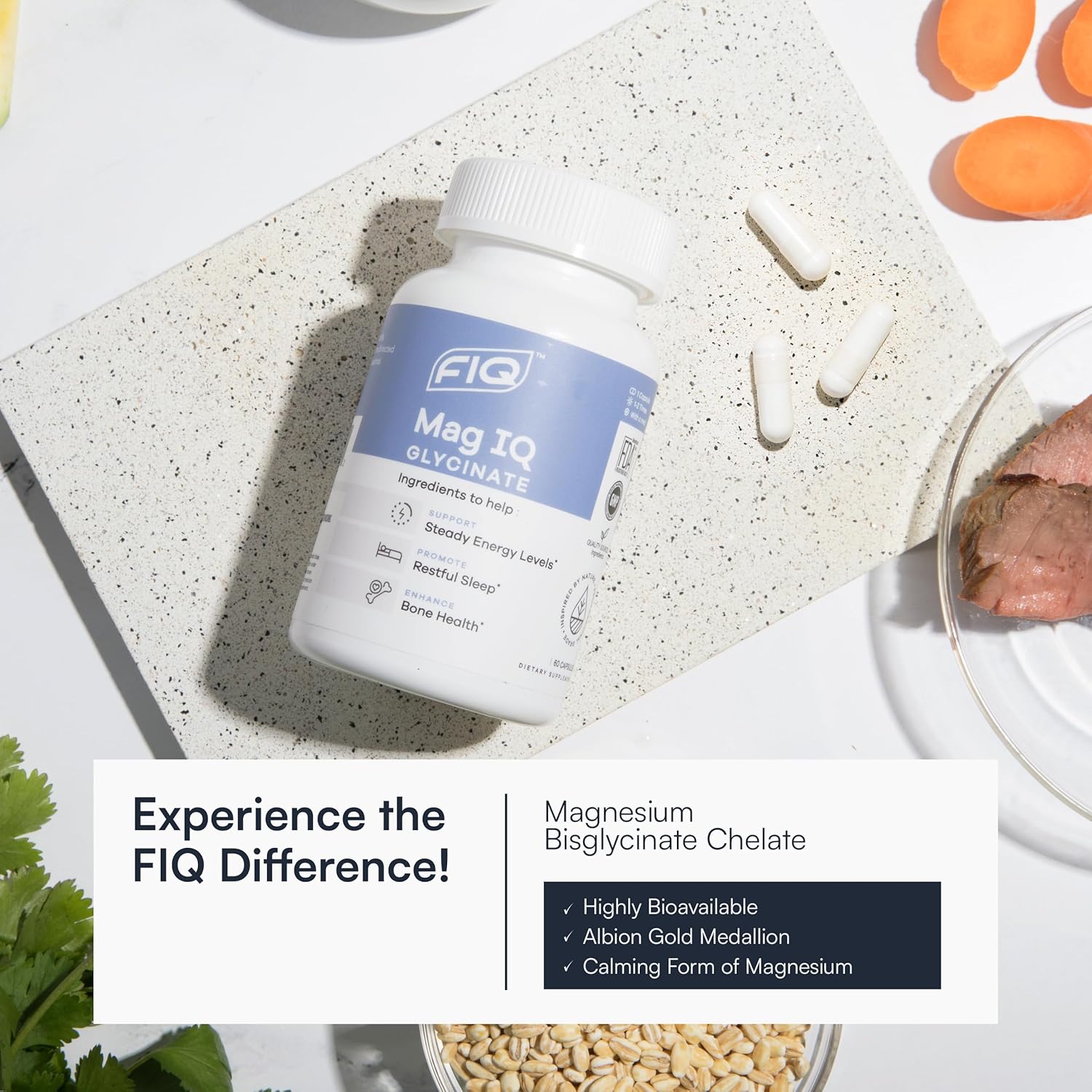 High Absorption Mag Glycinate Chelate TRAACS Supplement - Sleep, Energy, Bone Health - 60 Caps