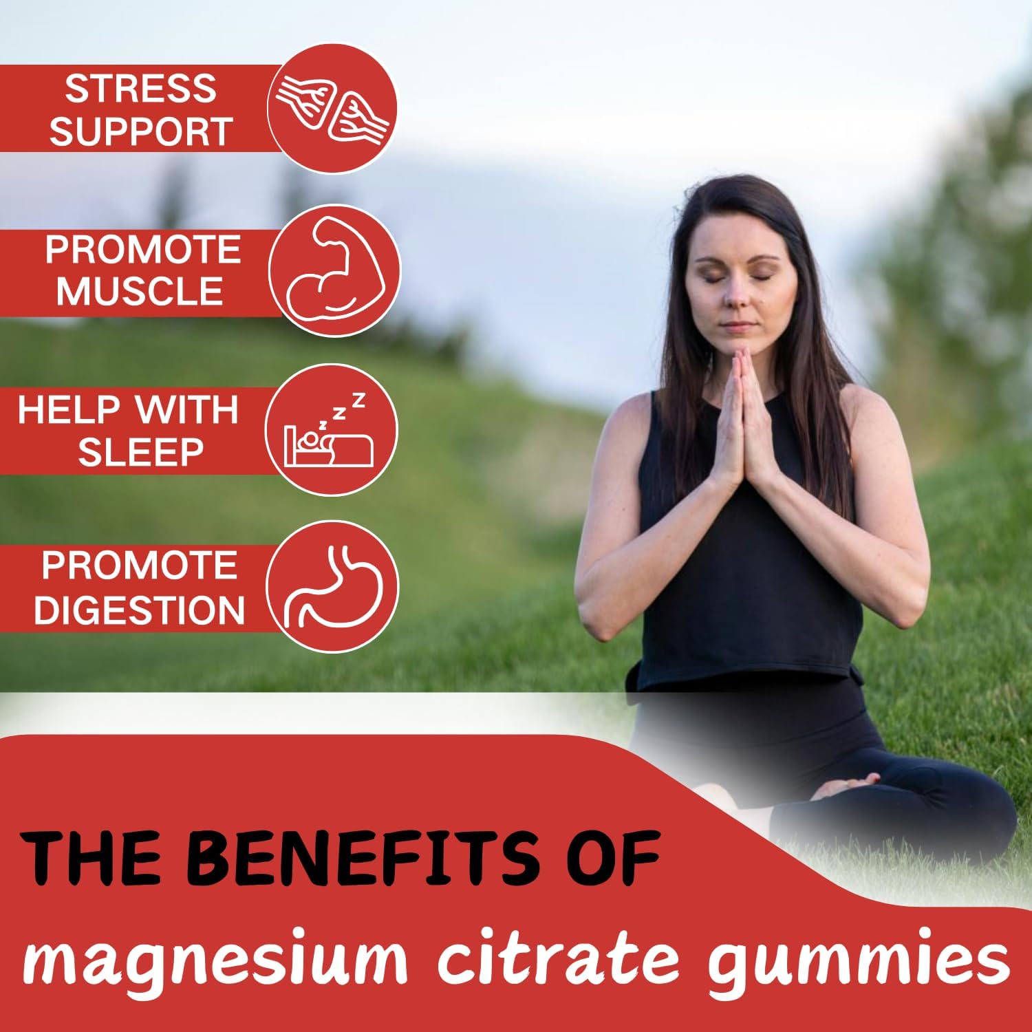 High Absorption Magnesium Citrate Gummies for Adults - Vegan & Non-GMO - 60 Raspberry Gummies