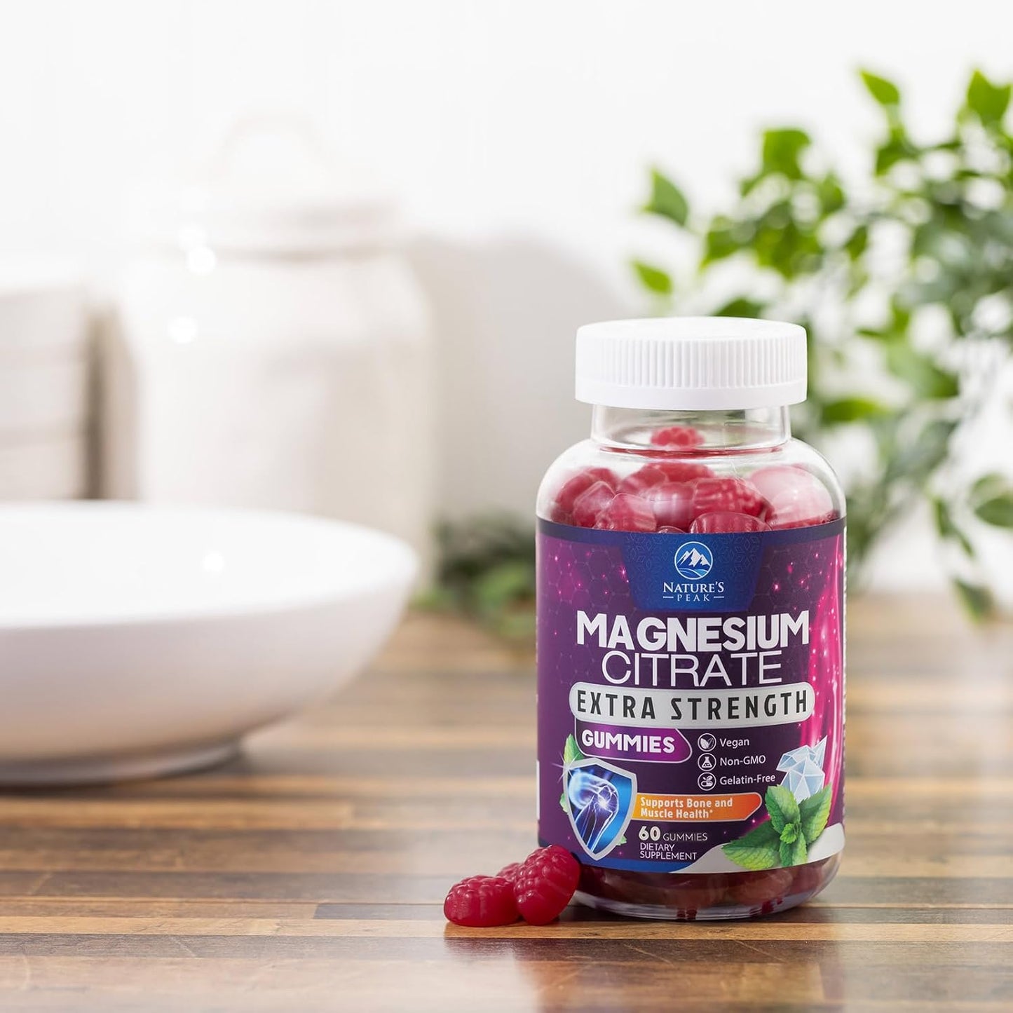 High Absorption Magnesium Citrate Gummies for Bone, Muscle & Heart Health - Vegan & Gluten Free - 60 Gummies