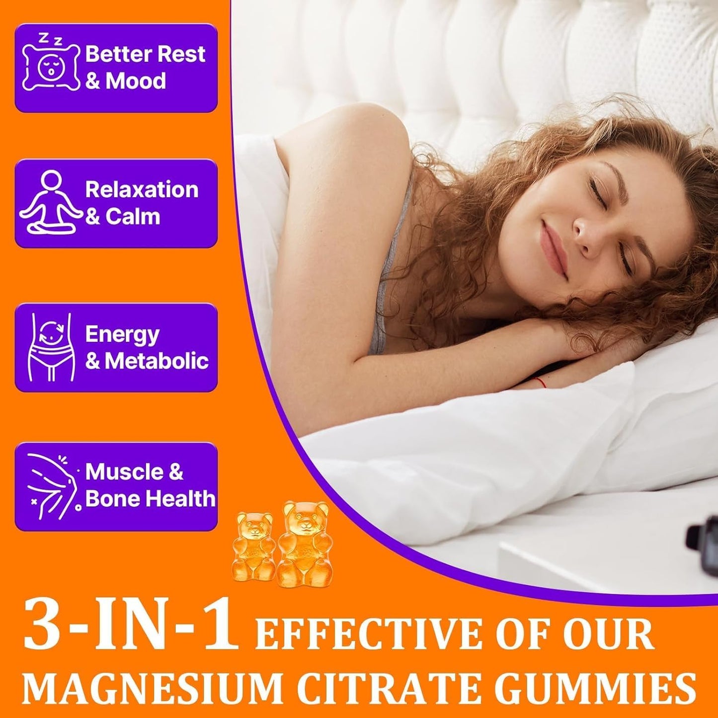 High Absorption Magnesium Citrate Gummies with Ashwagandha & L-Theanine - 2000mg, Calming Magnesium Gummy for Rest, Nerves, Muscles & Heart - 6 Pack