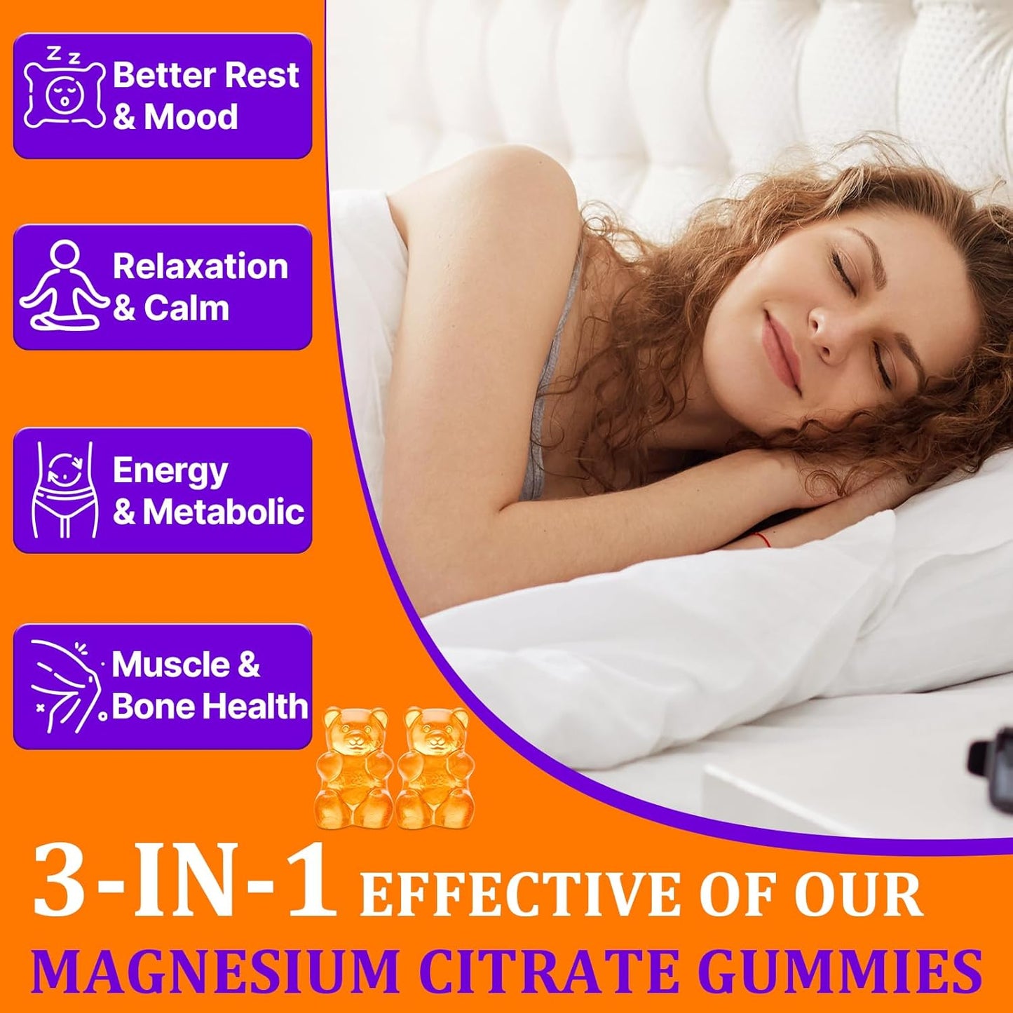 High Absorption Magnesium Citrate Gummies with Ashwagandha & L-Theanine - 2000mg, Calm and Relaxing Magnesium Gummy for Rest and Nerve Support, 9 Pack