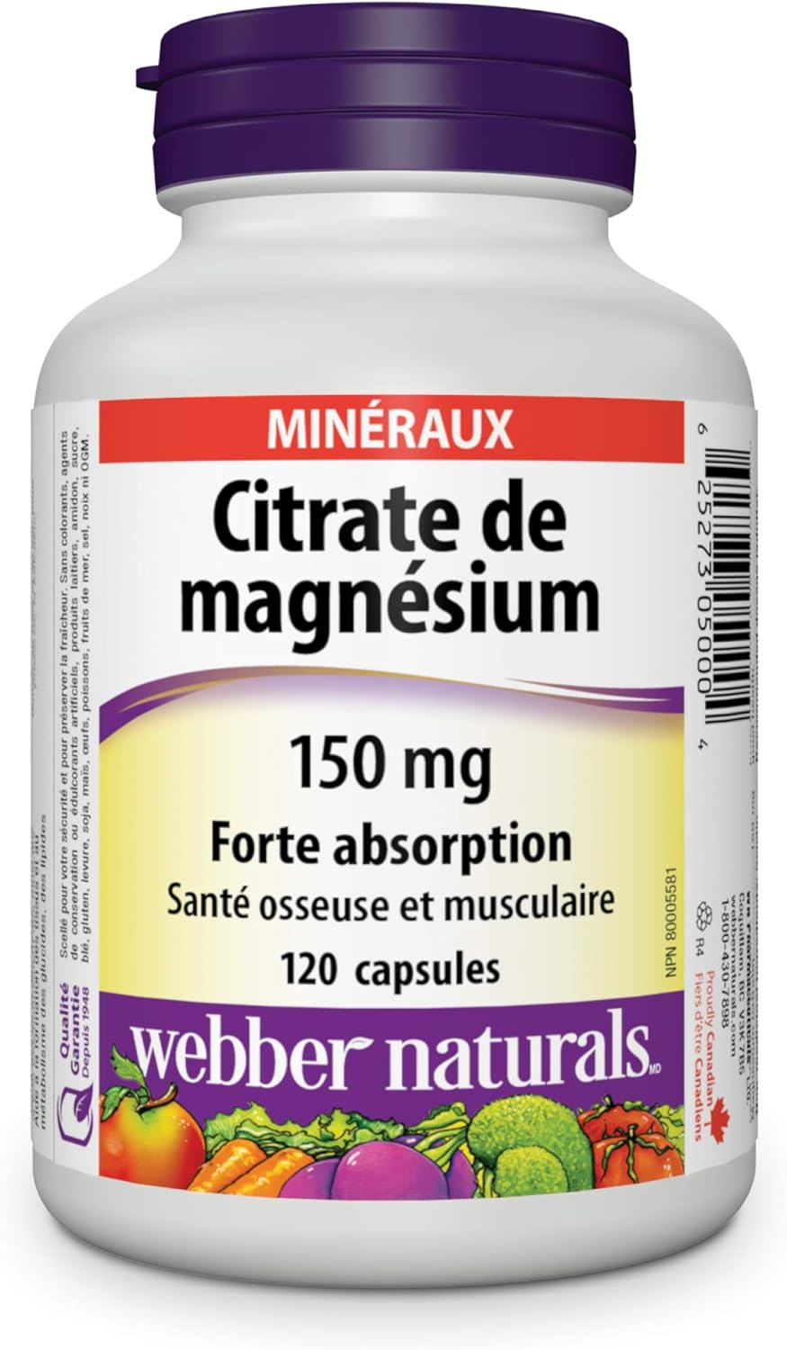 High Absorption Magnesium Citrates Supplement 150 mg - 120 Capsules by Webber Naturals