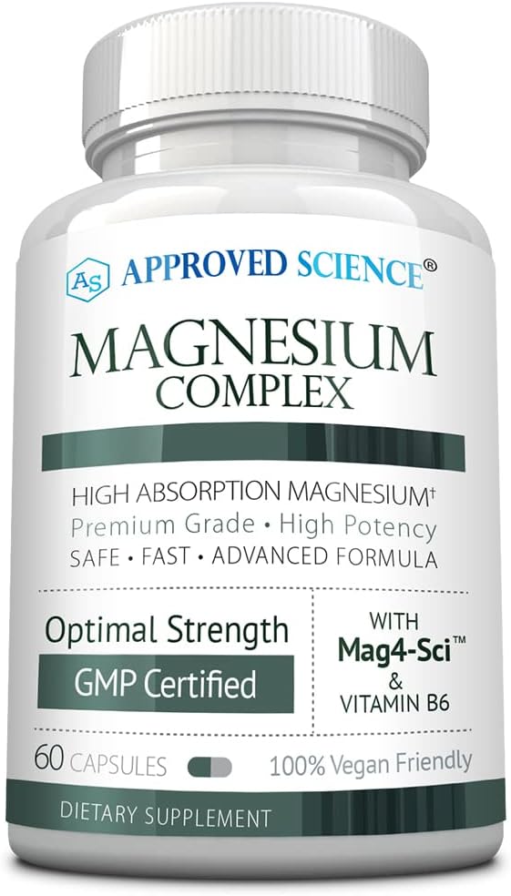 High Absorption Magnesium Complex Capsules - Bisglycinate, Malate, Citrate, Oxide - Heart Health, Headache Relief, Energy Boost - 1 Month Supply - Non-GMO, Vegan - Approved Science