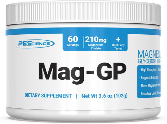 High Absorption Magnesium Glycerophosphate Chelate Supplement - 60 Servings for Improved Sleep, Stress Relief, and Cramp Support by PEScience