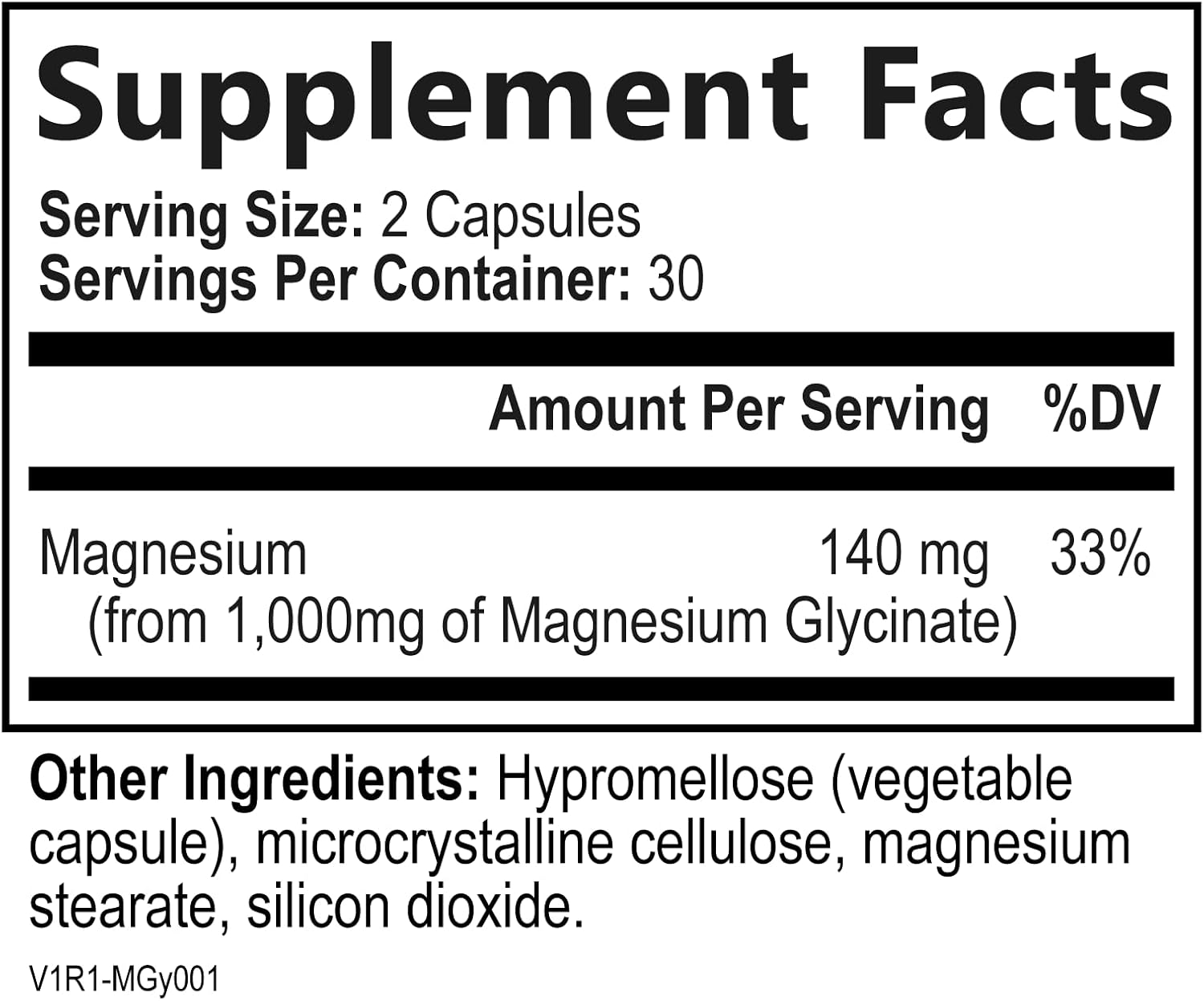 High Absorption Magnesium Glycinate 1000mg Supplement - Gentle on Stomach - Muscle, Heart, Bone Support - Non-GMO, Vegan - 60 Capsules