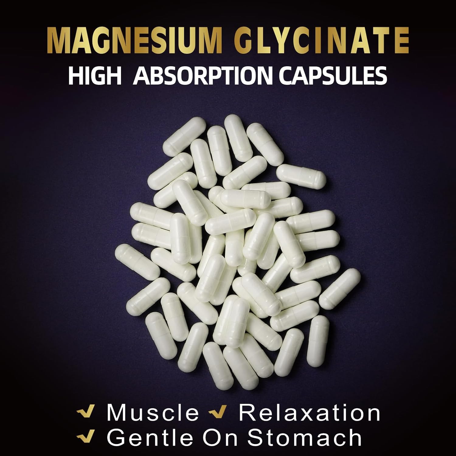 High Absorption Magnesium Glycinate 400 MG - Gentle on Stomach, Non-GMO, 90 Veg Capsules - Chelated for Maximum Benefits