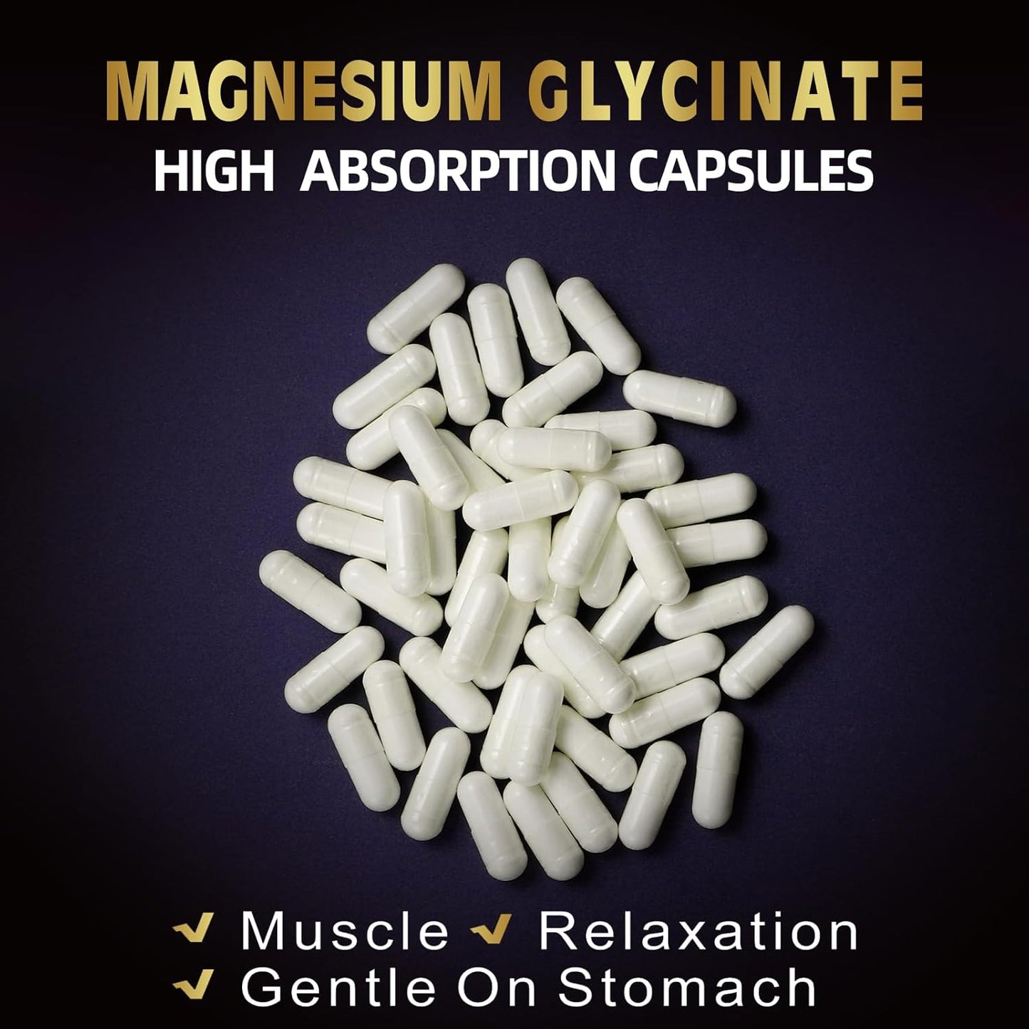 High Absorption Magnesium Glycinate 400 MG - Gentle on Stomach, Non-GMO, 180 Vegetarian Capsules - Happyummmm