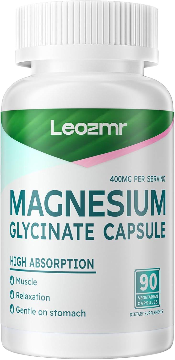 High Absorption Magnesium Glycinate 400 MG per Serving - 100% Chelated, Gentle On Stomach, Non-GMO, 90 Veg Capsules