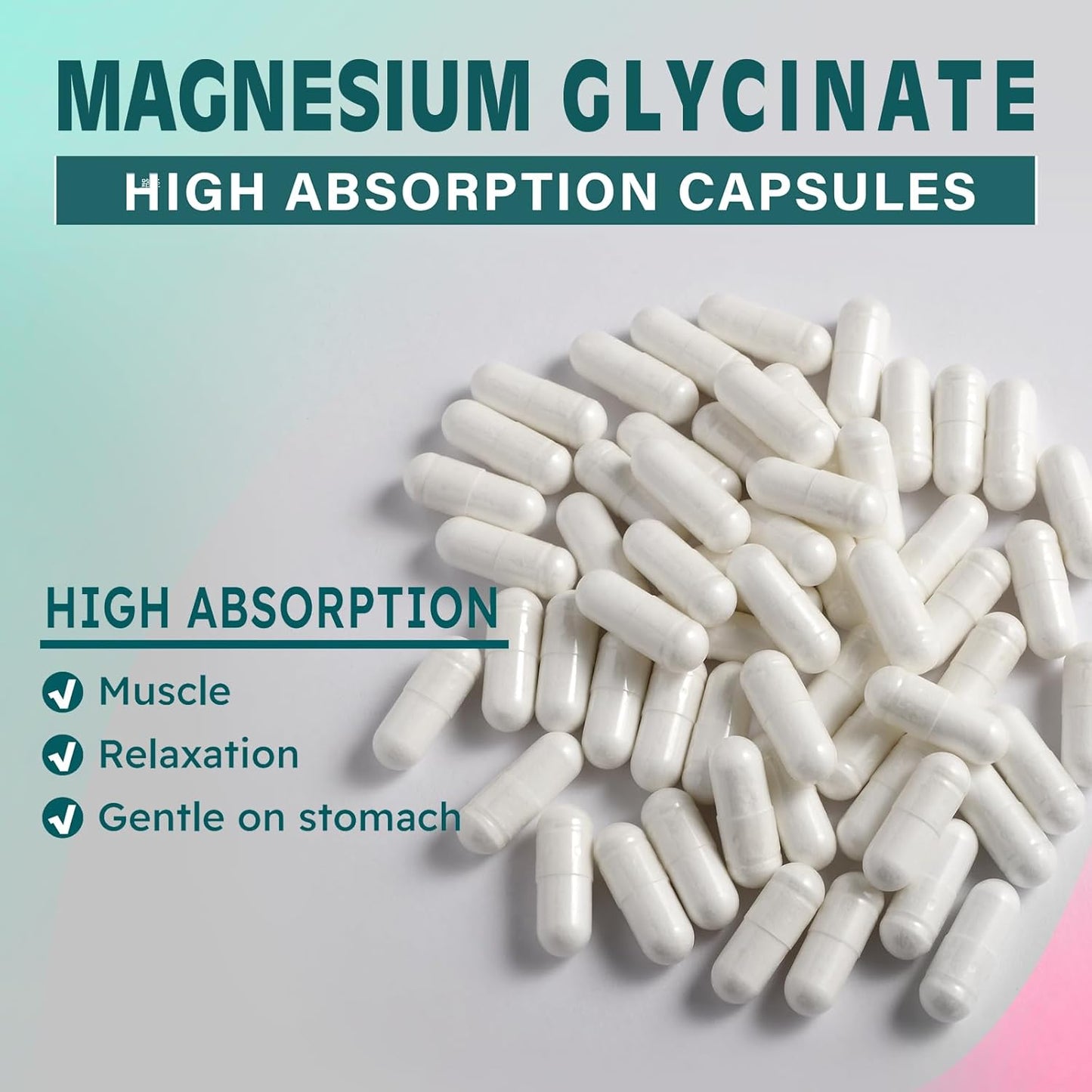 High Absorption Magnesium Glycinate 400 MG per Serving - 100% Chelated, Gentle On Stomach, Non-GMO, 90 Veg Capsules