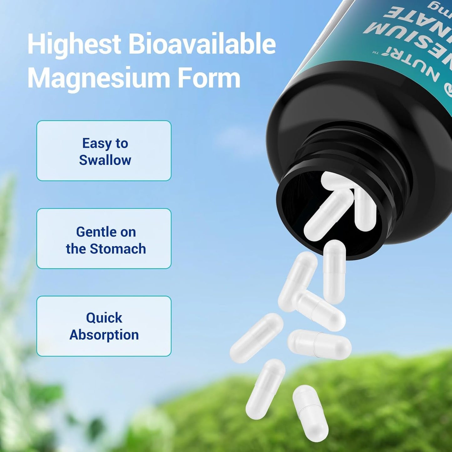 High Absorption Magnesium Glycinate 500mg Capsules for Sleep, Stress, and Relaxation - 120 Capsules for Nerve, Muscle, Bone, and Heart Health