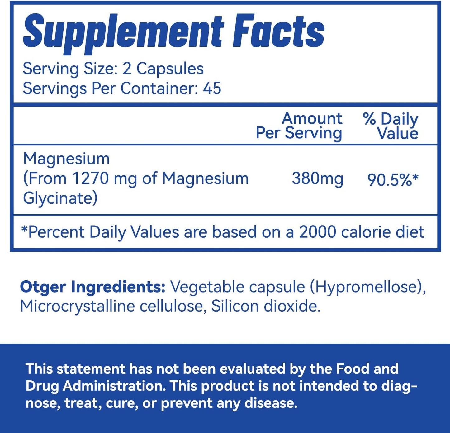 High Absorption Magnesium Glycinate Capsules 380mg - 90 Count Supplement for Muscle, Heart, Nerve Support - Non-GMO & Gluten Free